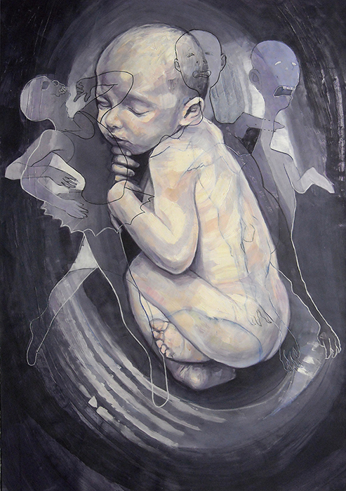 Innocence, acrylic and oil on paper, cm.100x70