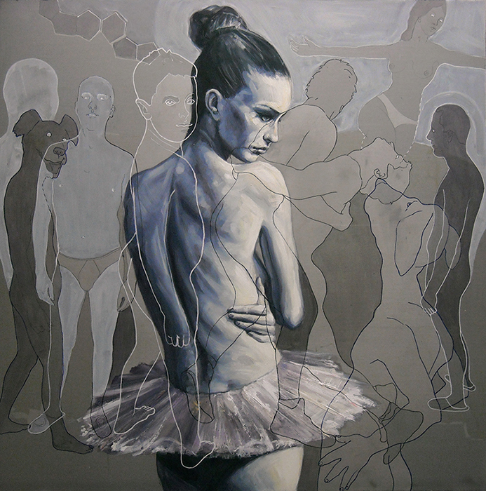 Ballerina cm.100x100-olio e vernici su lamiera